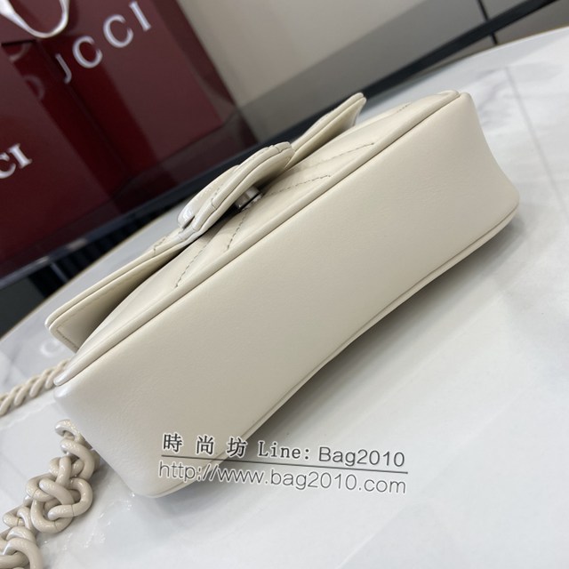 Gucci專櫃古馳最新款Marmont鏈條馬卡龍系列白色迷你手袋鏈條包 jh2207型號：699757